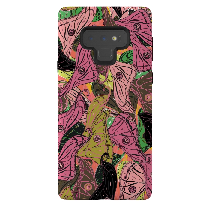 Galaxy Note 9 StrongFit Boho Butterfly Wings in Pink & Green by Lotti Brown