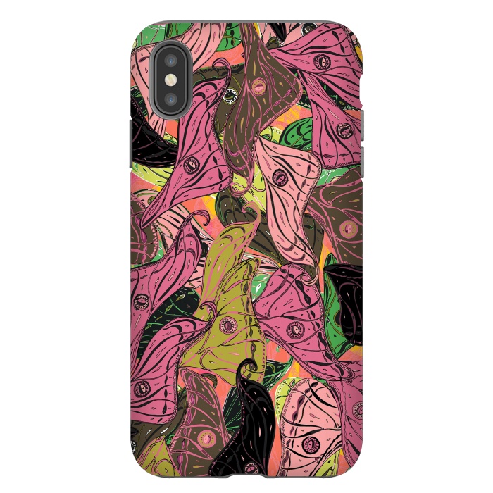 iPhone Xs Max StrongFit Boho Butterfly Wings in Pink & Green by Lotti Brown