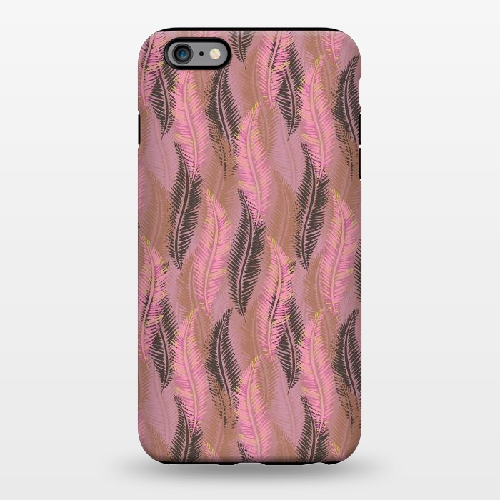 iPhone 6/6s plus StrongFit Feather Stripe in Coral and Soft Pink by Lotti Brown
