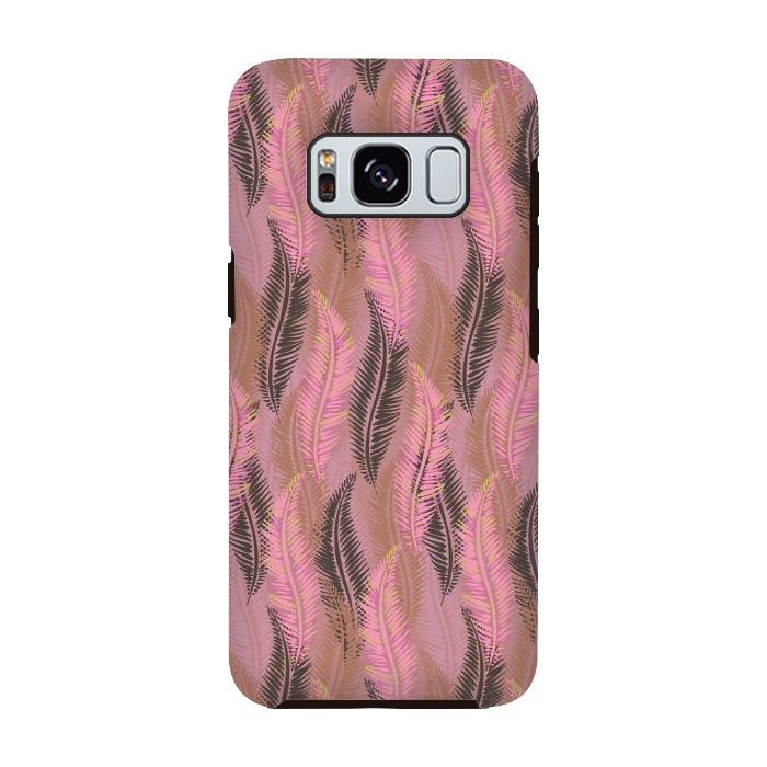 Galaxy S8 StrongFit Feather Stripe in Coral and Soft Pink by Lotti Brown