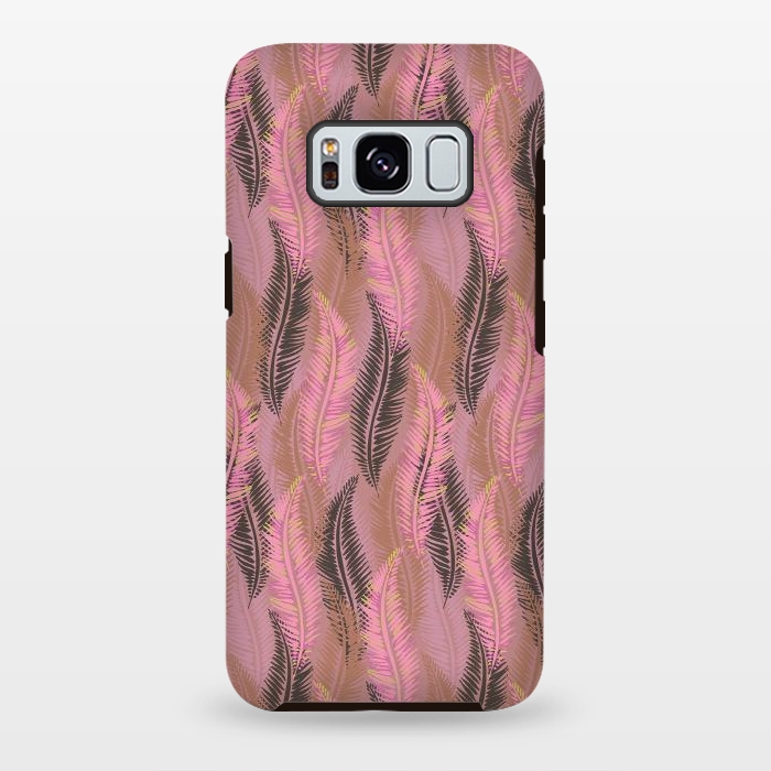 Galaxy S8 plus StrongFit Feather Stripe in Coral and Soft Pink by Lotti Brown
