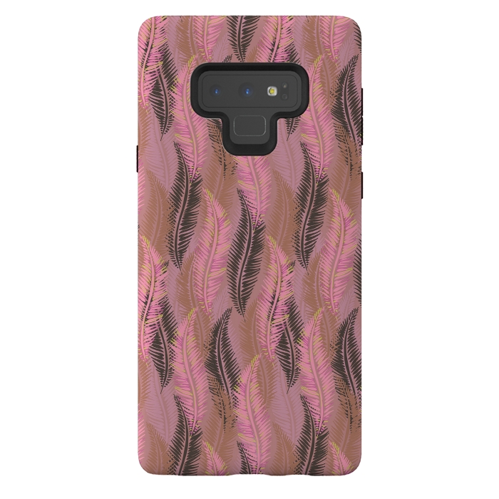 Galaxy Note 9 StrongFit Feather Stripe in Coral and Soft Pink by Lotti Brown