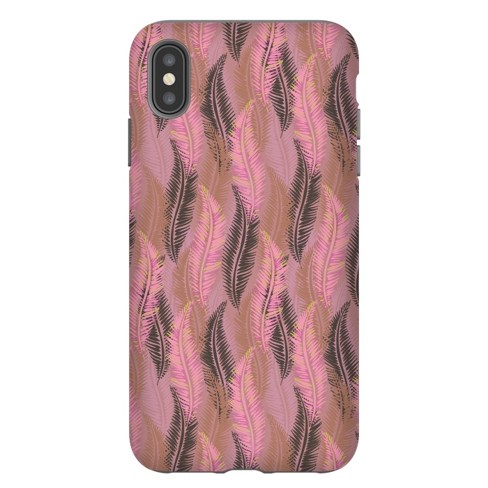 iPhone Xs Max StrongFit Feather Stripe in Coral and Soft Pink by Lotti Brown