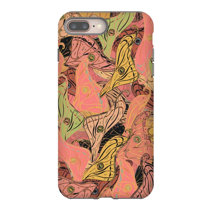 iPhone 7 plus StrongFit Boho Butterfly Wings in Coral and Yellow by Lotti Brown
