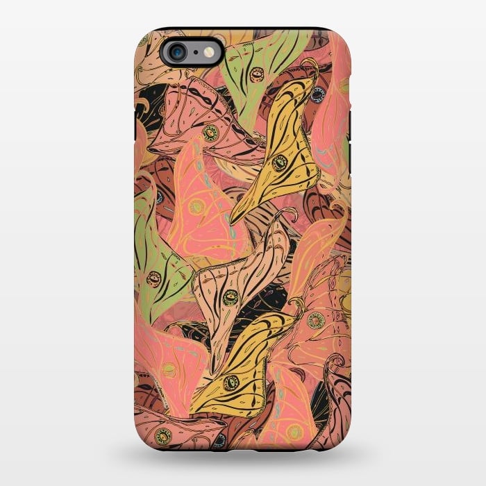 iPhone 6/6s plus StrongFit Boho Butterfly Wings in Coral and Yellow by Lotti Brown