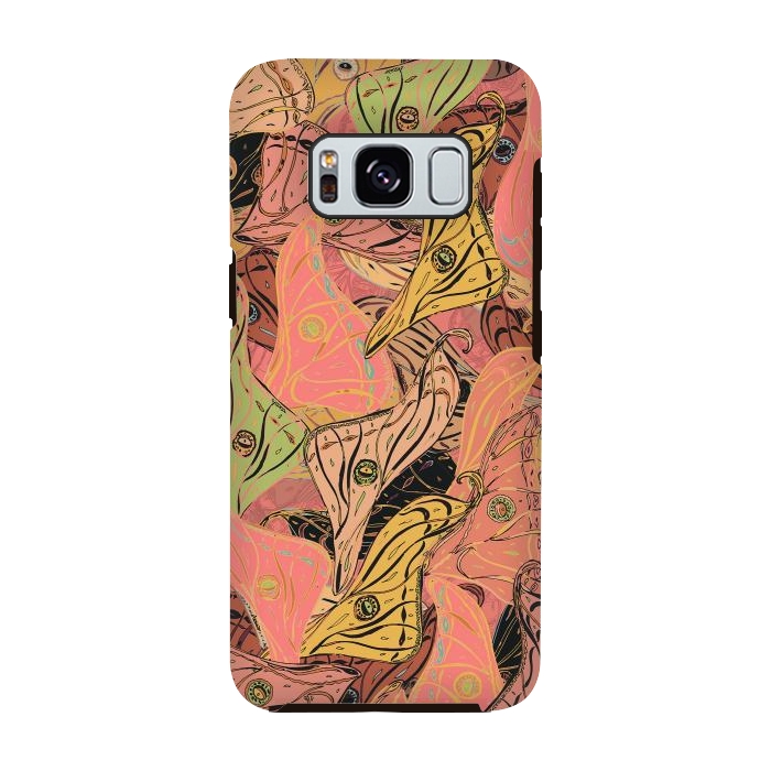 Galaxy S8 StrongFit Boho Butterfly Wings in Coral and Yellow by Lotti Brown