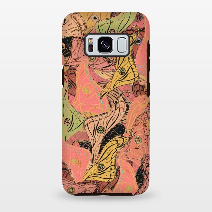 Galaxy S8 plus StrongFit Boho Butterfly Wings in Coral and Yellow by Lotti Brown