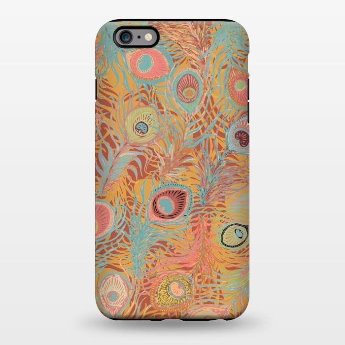 iPhone 6/6s plus StrongFit Peacock Feathers - Soft Coral by Lotti Brown