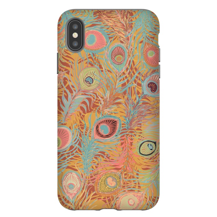 iPhone Xs Max StrongFit Peacock Feathers - Soft Coral by Lotti Brown