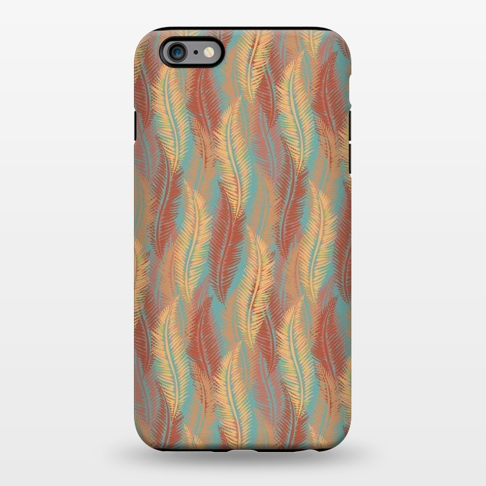 iPhone 6/6s plus StrongFit Feather Stripe - Coral & Turquoise by Lotti Brown