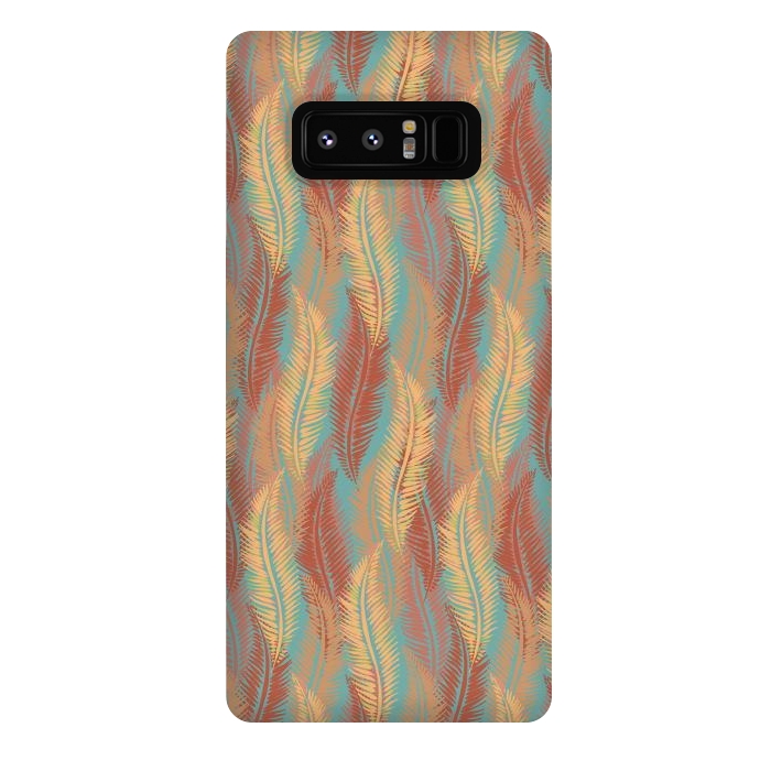 Galaxy Note 8 StrongFit Feather Stripe - Coral & Turquoise by Lotti Brown