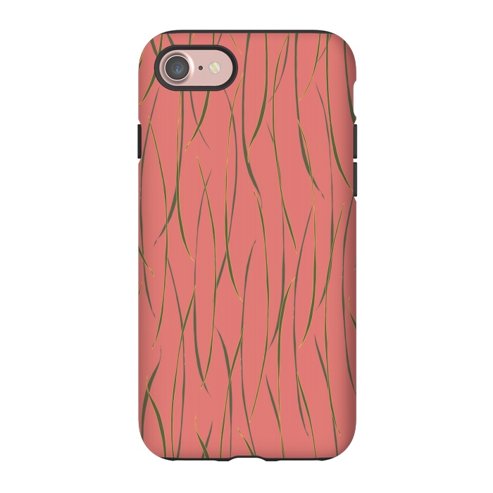 iPhone 7 StrongFit Coral Stripe by Lotti Brown