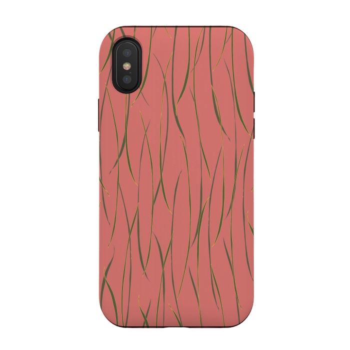 iPhone Xs / X StrongFit Coral Stripe by Lotti Brown