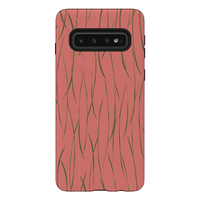 Galaxy S10 StrongFit Coral Stripe by Lotti Brown