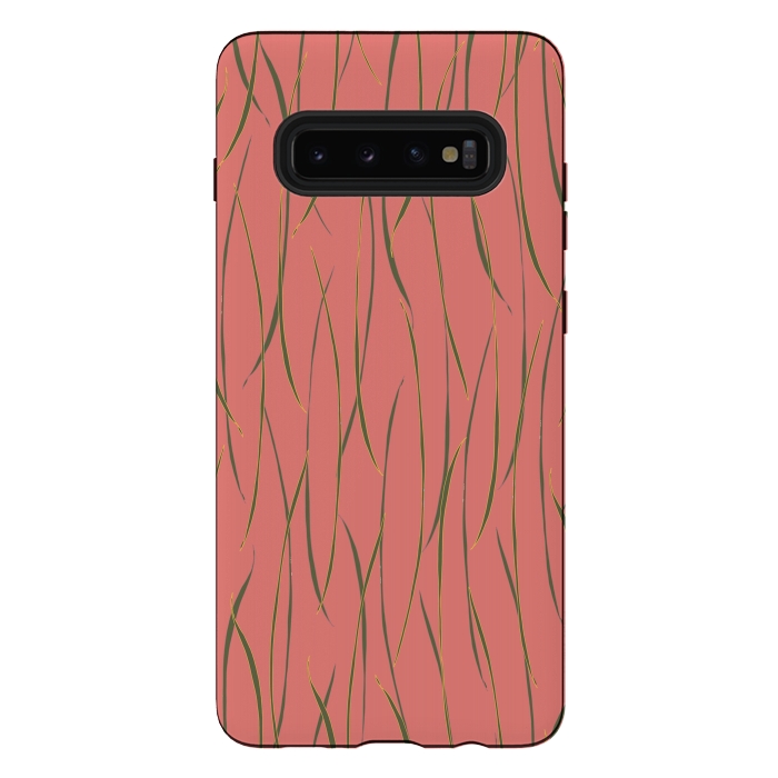 Galaxy S10 plus StrongFit Coral Stripe by Lotti Brown