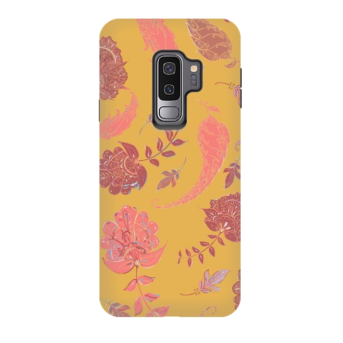 Galaxy S9 plus StrongFit Paradise Pattern - Yellow by Lotti Brown