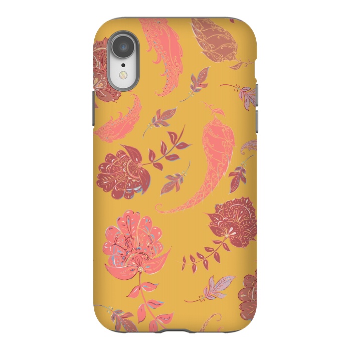 iPhone Xr StrongFit Paradise Pattern - Yellow by Lotti Brown