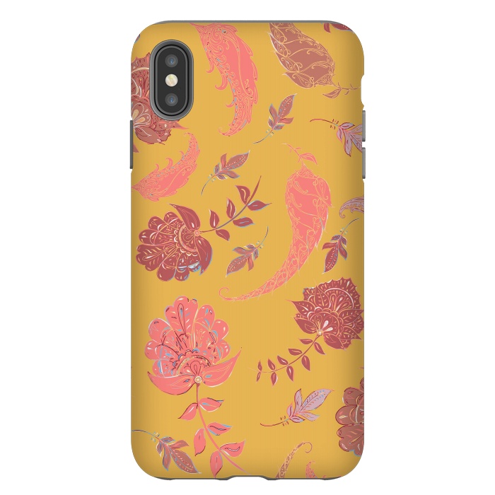 iPhone Xs Max StrongFit Paradise Pattern - Yellow by Lotti Brown