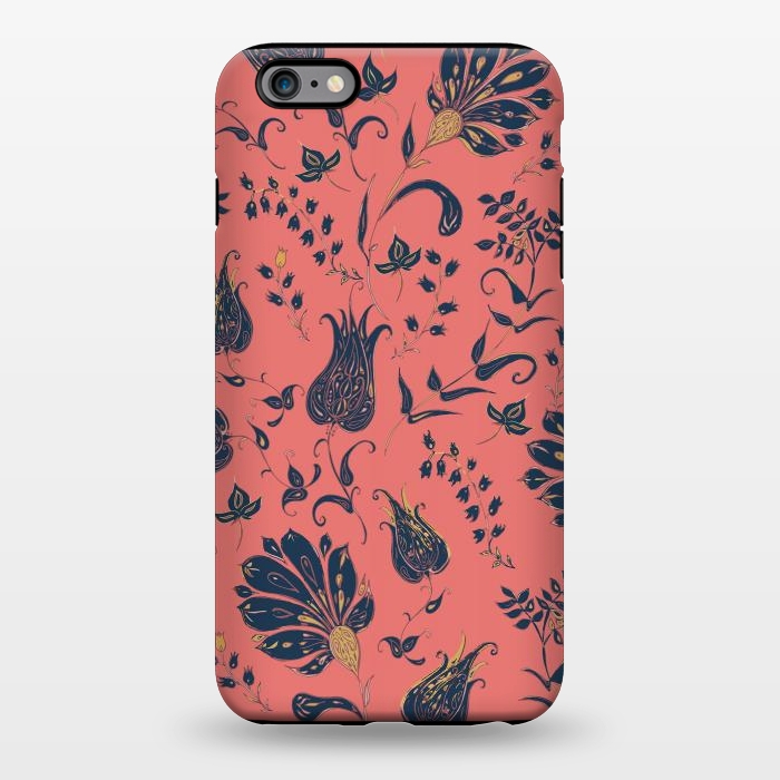iPhone 6/6s plus StrongFit Paradise Florals - Coral & Blue by Lotti Brown