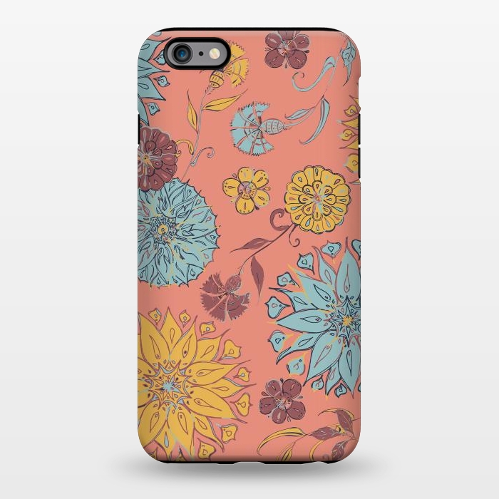 iPhone 6/6s plus StrongFit Multi-Floral - Coral, Yellow & Blue by Lotti Brown