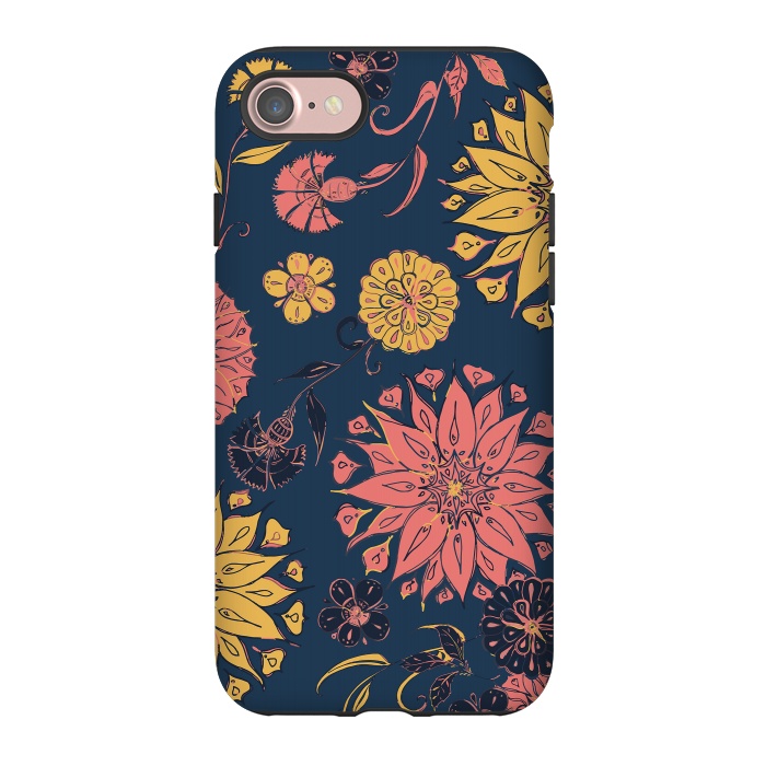 iPhone 7 StrongFit Multi-Florals - Blue, Pink & Yellow by Lotti Brown