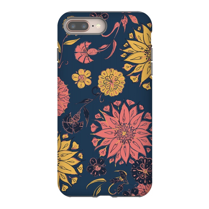 iPhone 7 plus StrongFit Multi-Florals - Blue, Pink & Yellow by Lotti Brown