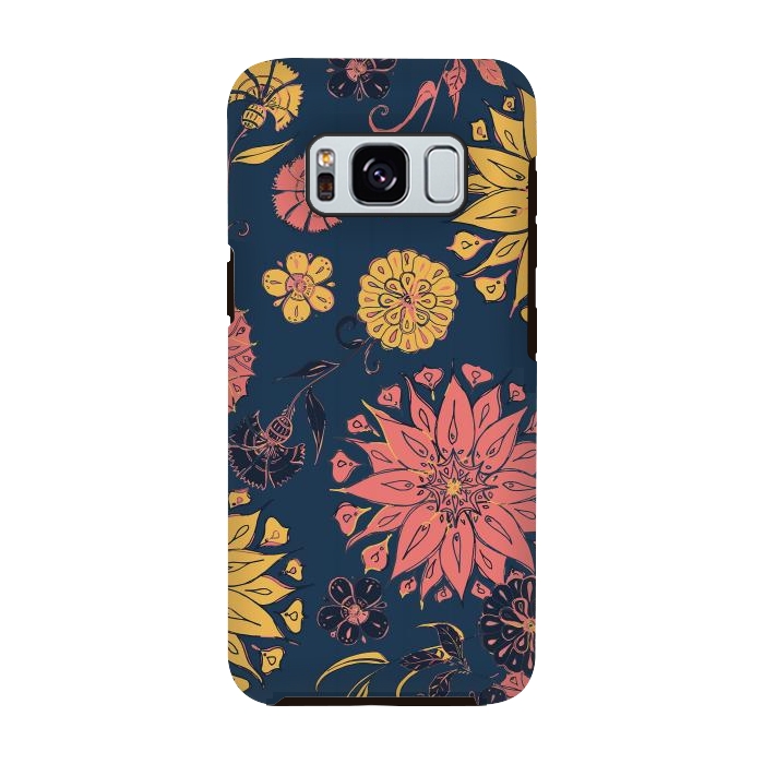 Galaxy S8 StrongFit Multi-Florals - Blue, Pink & Yellow by Lotti Brown