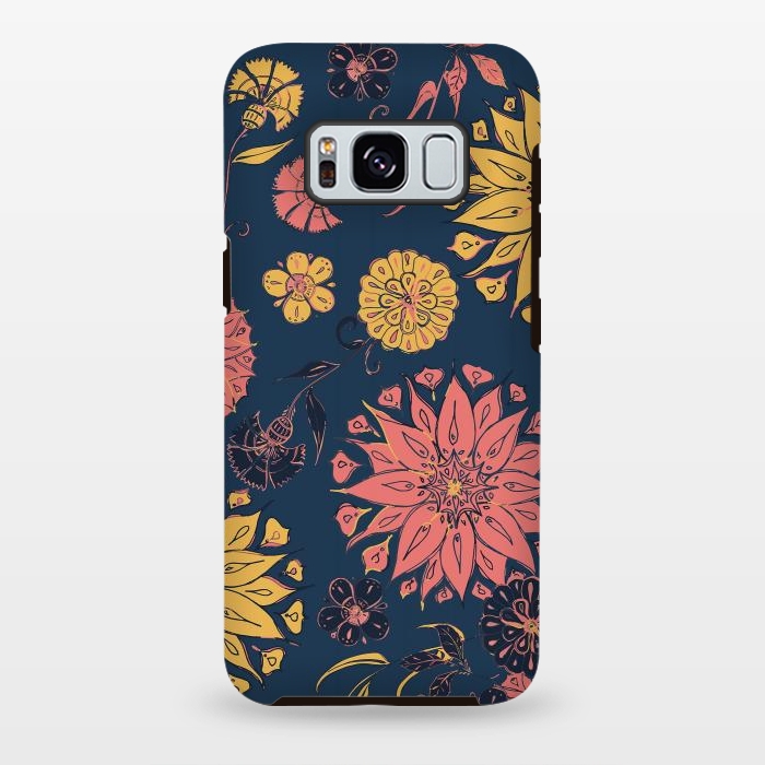 Galaxy S8 plus StrongFit Multi-Florals - Blue, Pink & Yellow by Lotti Brown