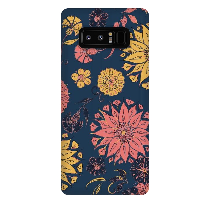 Galaxy Note 8 StrongFit Multi-Florals - Blue, Pink & Yellow by Lotti Brown