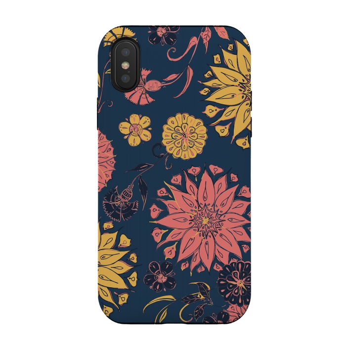 iPhone Xs / X StrongFit Multi-Florals - Blue, Pink & Yellow by Lotti Brown