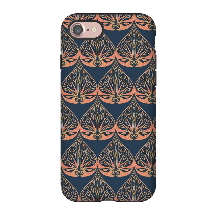 iPhone 7 StrongFit Art Deco - Blue & Coral by Lotti Brown