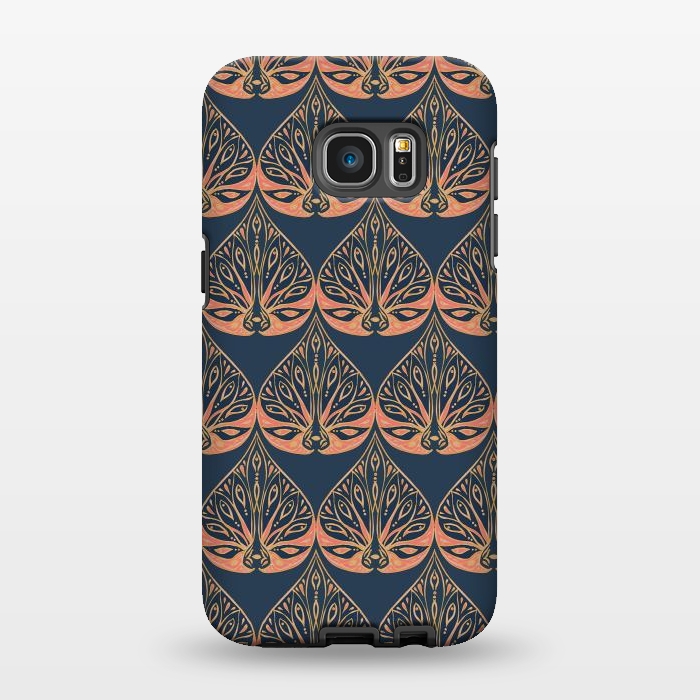 Galaxy S7 EDGE StrongFit Art Deco - Blue & Coral by Lotti Brown