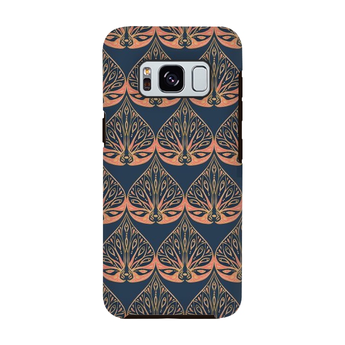 Galaxy S8 StrongFit Art Deco - Blue & Coral by Lotti Brown