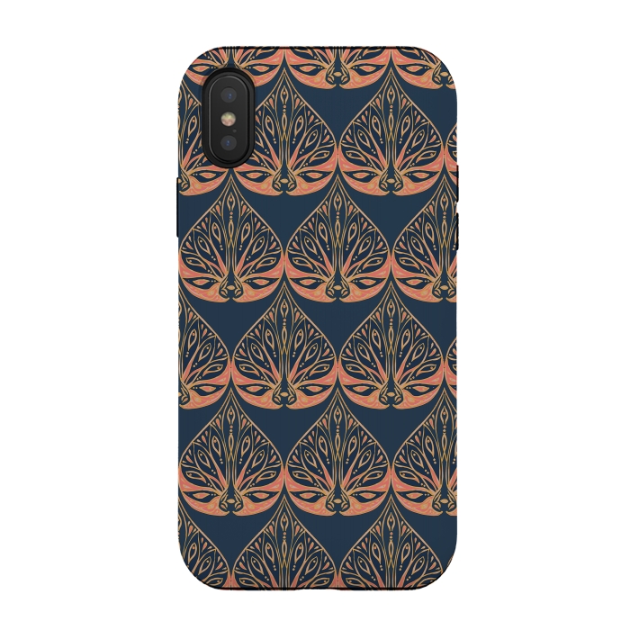 iPhone Xs / X StrongFit Art Deco - Blue & Coral by Lotti Brown