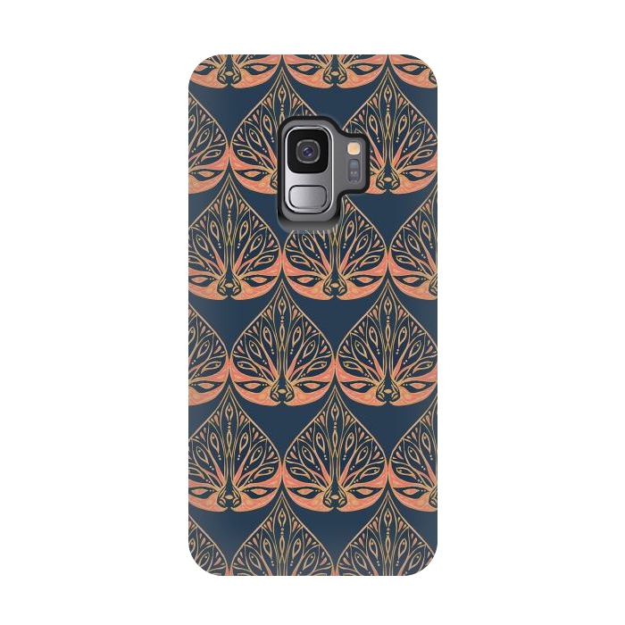 Galaxy S9 StrongFit Art Deco - Blue & Coral by Lotti Brown