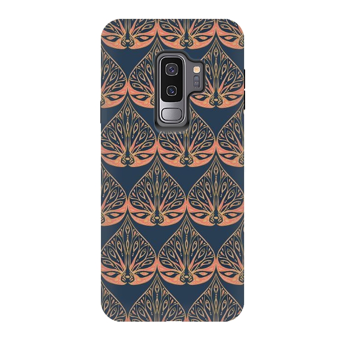 Galaxy S9 plus StrongFit Art Deco - Blue & Coral by Lotti Brown