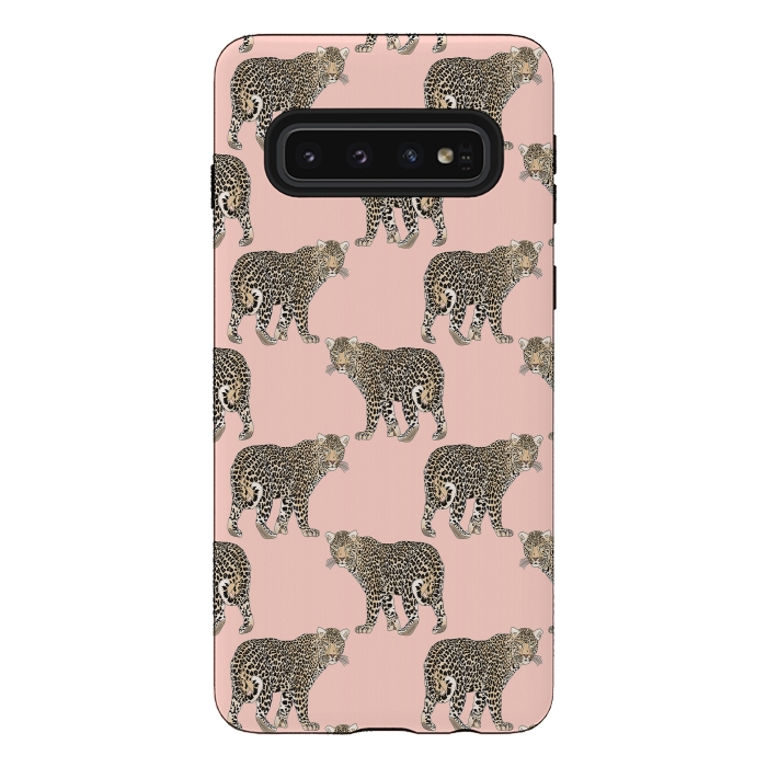 Galaxy S10 StrongFit Trendy Chic leopard animal pattern by InovArts