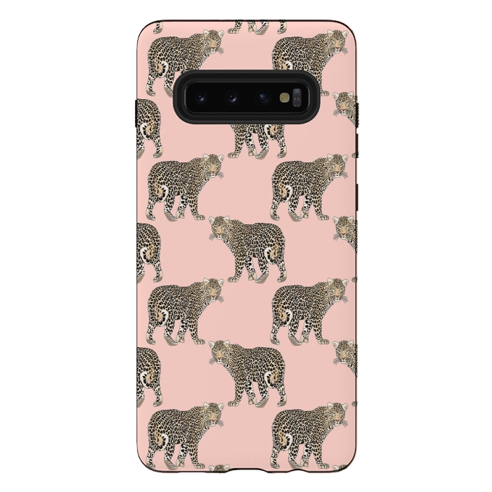 Galaxy S10 plus StrongFit Trendy Chic leopard animal pattern by InovArts