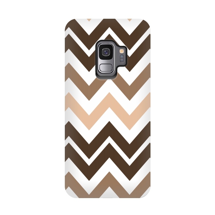Galaxy S9 StrongFit Brown Chevron by Martina