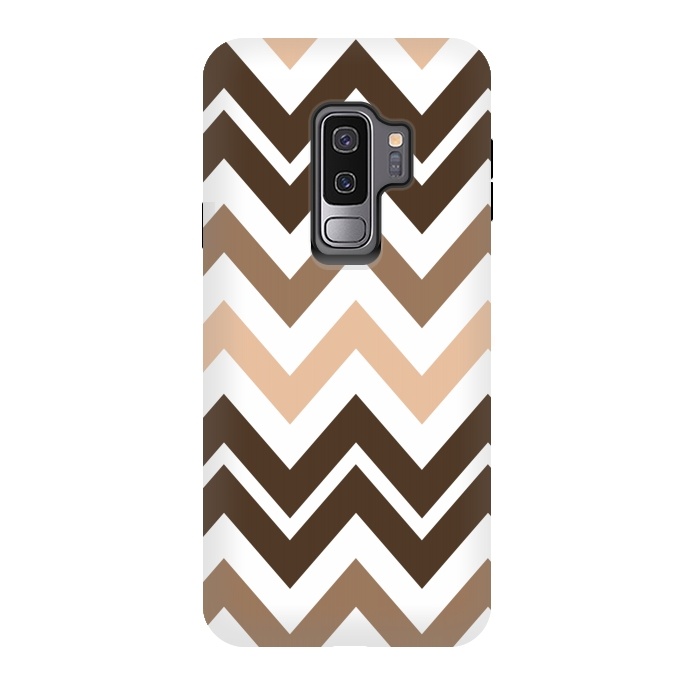 Galaxy S9 plus StrongFit Brown Chevron by Martina