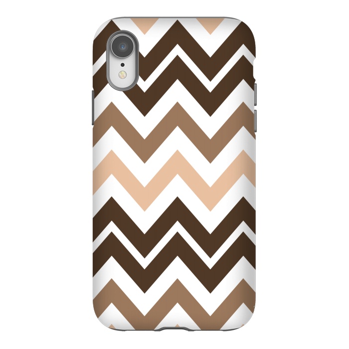 iPhone Xr StrongFit Brown Chevron by Martina