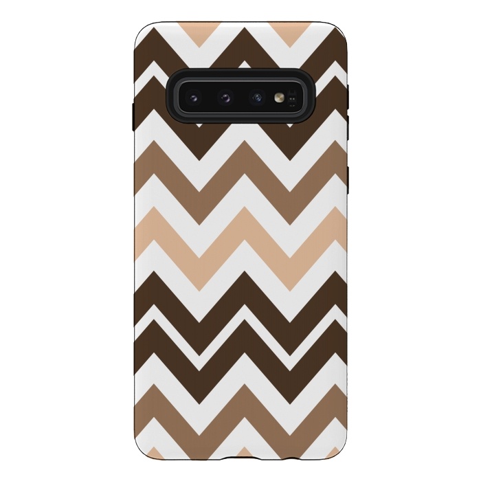 Galaxy S10 StrongFit Brown Chevron by Martina