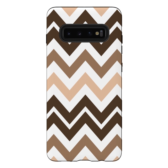 Galaxy S10 plus StrongFit Brown Chevron by Martina