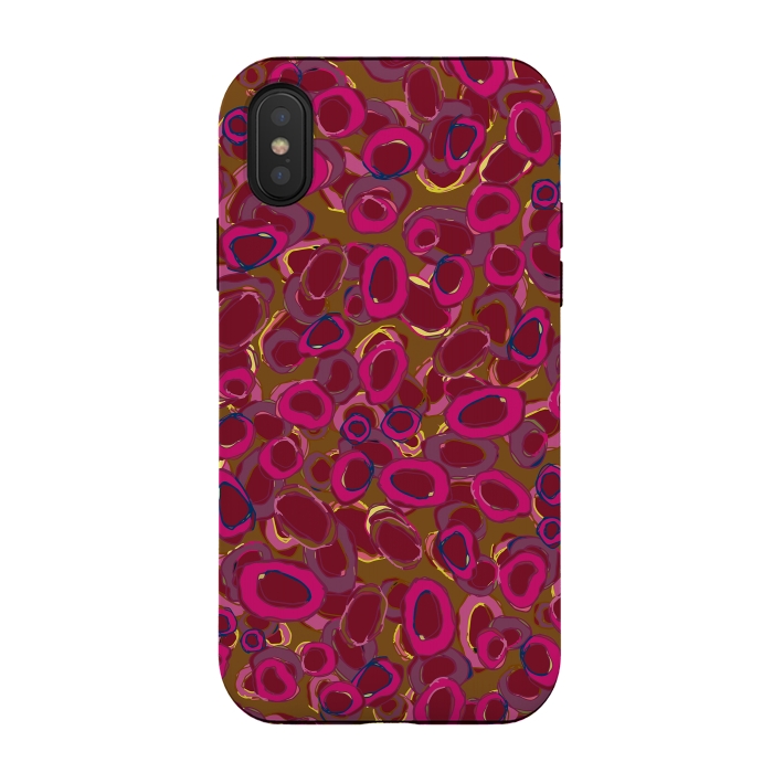 iPhone Xs / X StrongFit Bold Circles - Red & Pink by Lotti Brown