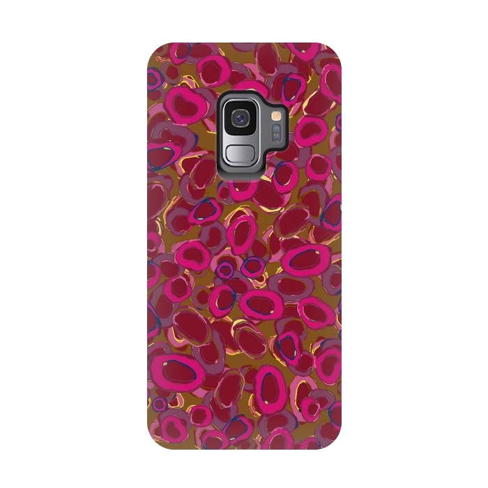Galaxy S9 StrongFit Bold Circles - Red & Pink by Lotti Brown