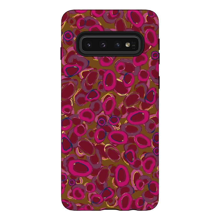 Galaxy S10 StrongFit Bold Circles - Red & Pink by Lotti Brown