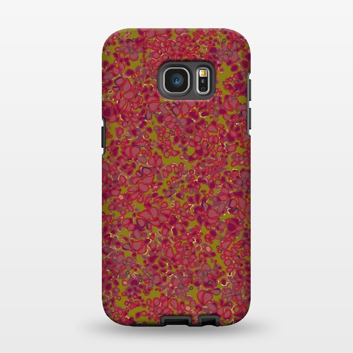 Galaxy S7 EDGE StrongFit Tiny Circles - Red & Green by Lotti Brown