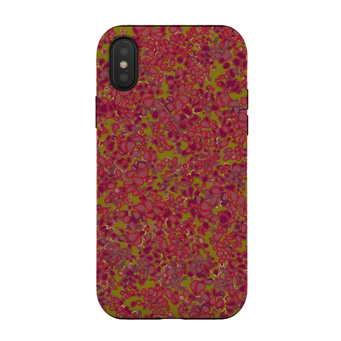 iPhone Xs / X StrongFit Tiny Circles - Red & Green by Lotti Brown