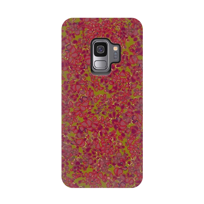 Galaxy S9 StrongFit Tiny Circles - Red & Green by Lotti Brown