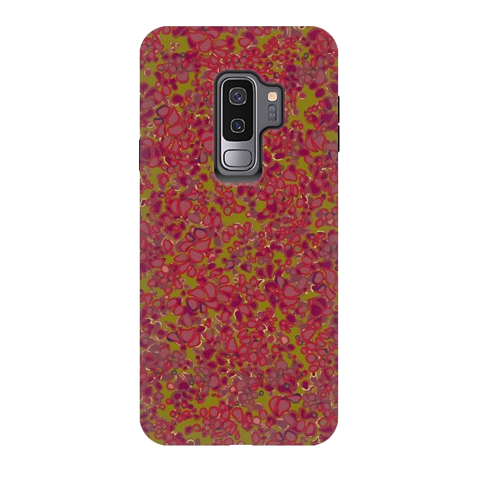 Galaxy S9 plus StrongFit Tiny Circles - Red & Green by Lotti Brown